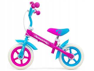 Milly Mally Dragon 10" balančný bicykel White, Blue, Pink